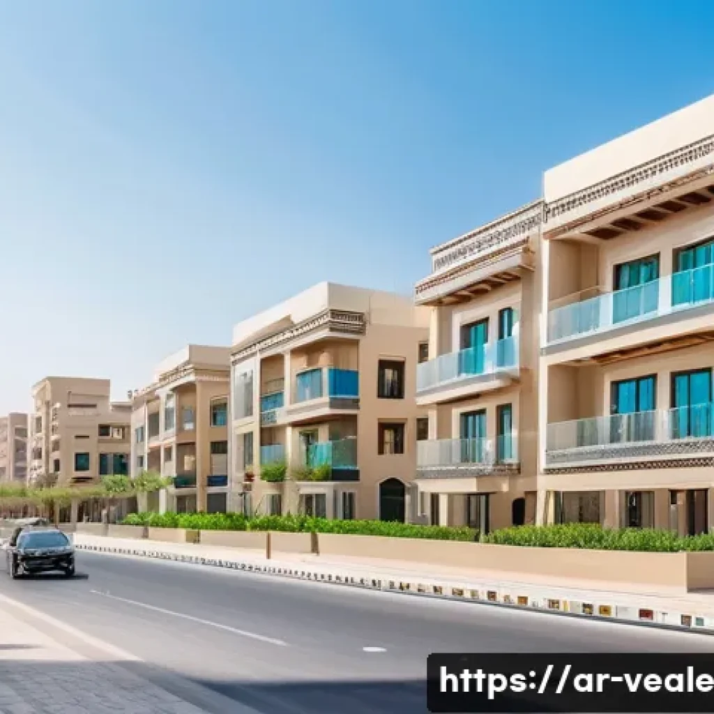 임대 부동산 가치 상승 요인 - A vibrant urban residential neighborhood in Dubai showcasing modern mid-rise apartment buildings nea...