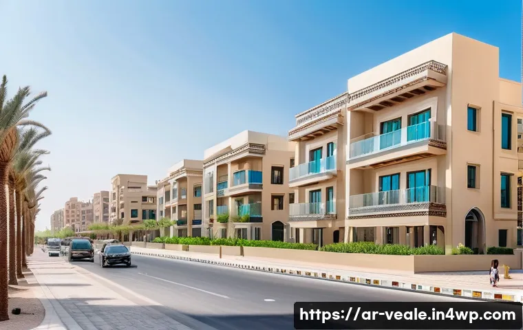 임대 부동산 가치 상승 요인 - A vibrant urban residential neighborhood in Dubai showcasing modern mid-rise apartment buildings nea...